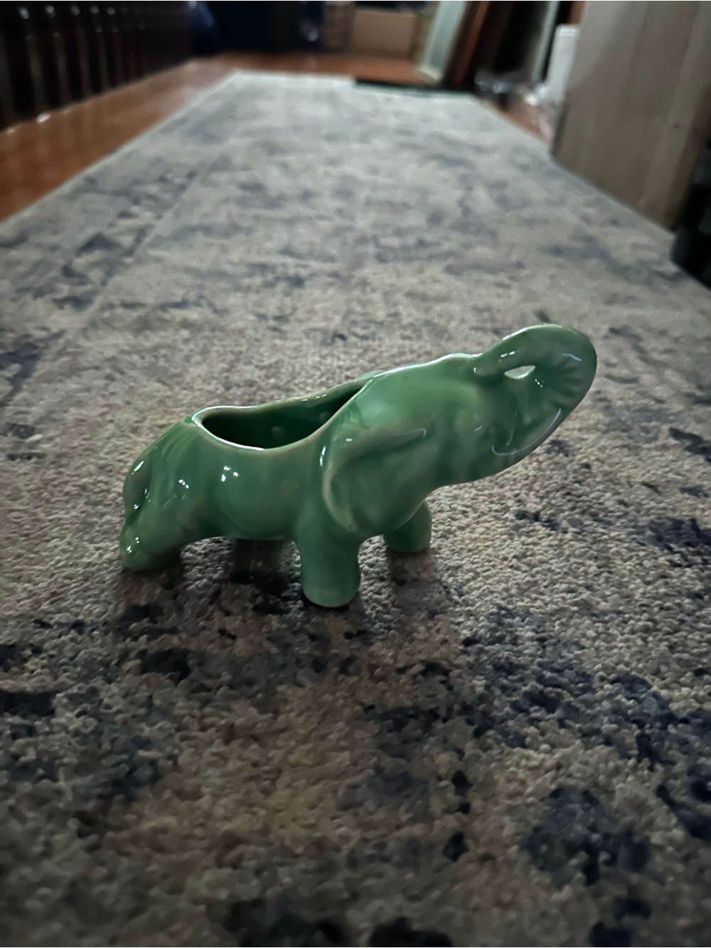 Vintage Green Elephant Planter Trinket Holder